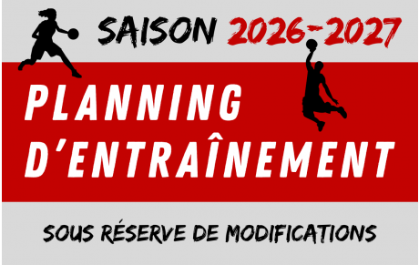 Planning d'entraînements 2026-2027